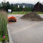 Sand, sand bags and shovels were left for residents to use at Mountainside Golf Course parking lot this morning.