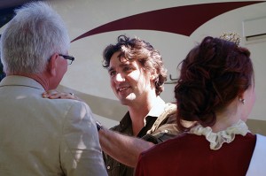 Then City of Cranbrook Mayor Wayne Stetski greets Justin Trudeau at Rotary Park in summer 2014. Ian Cobb/e-KNOW file photo