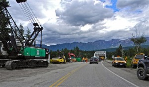 The flooding Kootenay River washed away a portion of the southbound lane on the west side of the Springbrook Bridge at Skookumchuck. Krista Nebloch photo