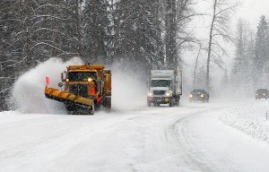 A snow plough works Highway 3 west of Fernie last winter. Ian Cobb/e-KNOW file photos