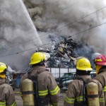 Salvage yard burning at Marysville