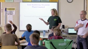Students at Jaffray School learn about invasive species.