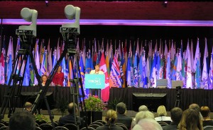 President of UBCM on the podium. All photos courtesy Mary Giuliano