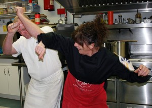 Chef Rusty Cox and Cook Kathy Morey celebrate a successful lunch. Photo submitted