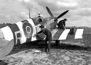 Painting D-Day Stripes.