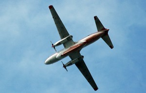 An air tanker races back to Canadian Rockies International Airport to re-fuel and re-load this afternoon (August 26)