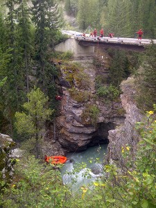 Search and rescue personnel operate at the Findlay Creek Bridge yesterday afternoon. Photos courtesy Chris Newel, Kimberley RCMP