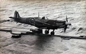 6 EF Seafire slipping overboard (Photo courtesy of Bud Abbott)