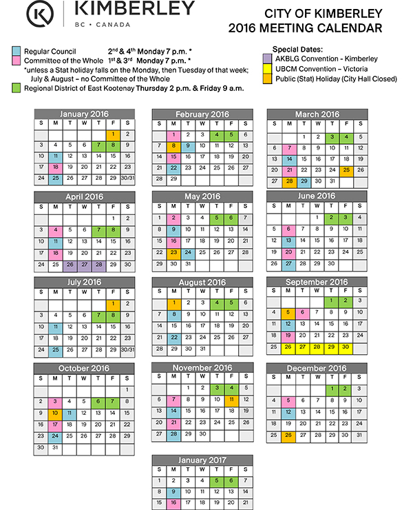 Microsoft Word - Council Calendar 2016