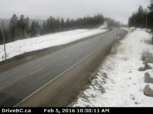 Hwy 3, near the south end of Moyie Lake, looking north; (elevation: 968 metres).