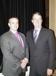 Newly installed president Chris Thom, left, with past president David Struthers.