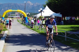 Tristen Chernove, who is executive director of Canadian Rockies International Airport, competes in the Gran Fondo a couple of years ago.