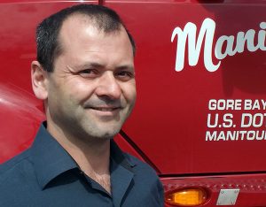 Marc Poirier, General Manager of Manitoulin Transport in Cranbrook is a strong supporter of Sam Steele Days, donating the full costs of transporting 20 sets of bleachers.
