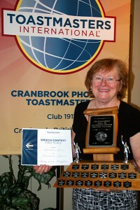 Local contest winner, Kathy Simon, President of the Cranbrook First TM Club