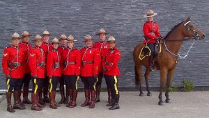 Members of Cranbrook and Kimberley RCMP detachments took part in the Sam Steele Days Parade, marching in their ceremonial red serge uniforms. Photo courtesy Cranbrook RCMP