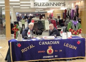 Second World War Veterans Ray Griffiths and Ray Leclair at the Tamarack Mall during offering Poppies for Remembrance Day. 