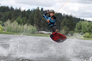 Dagen doing his signature βFashion Airβ wake to wake at Hauser Lake, Idaho