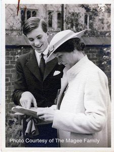 John Magee showing his poetry prize to his admiring mother Faith Magee at Rugby School in 1939. Photo Courtesy of the Magee Family.