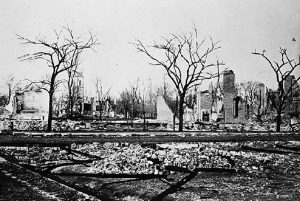 The aftermath of the Great Chicago Fire.