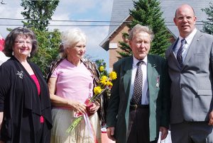 From left: City of Fernie Mayor Mary Giuliano, Linda and Heiko Socher and then Kootenay-Columbia MP David Wilks during the Queen's Diamond Jubilee Medal celebration. Ian Cobb/e-KNOW photo