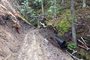 Installing a 900 mm culvert in a deeply incised gully on the Branch H to Cokato section.