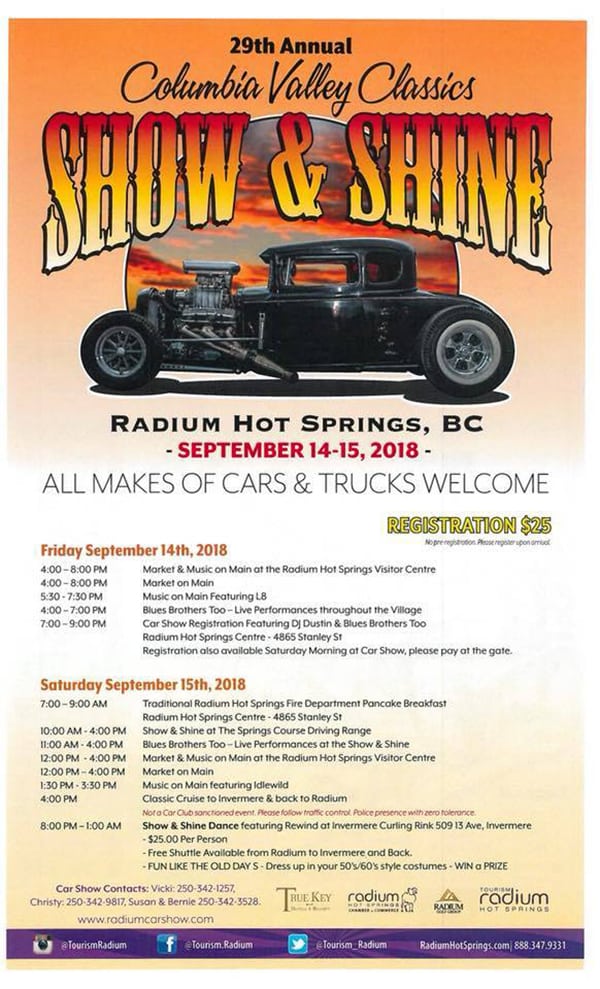 29th Show and Shine Sept. 14/15 in Radium Columbia Valley, Radium